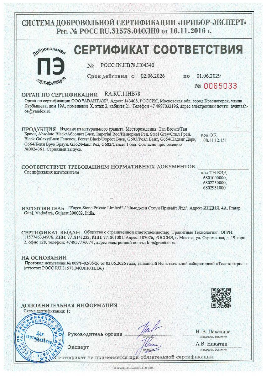 Сертификат Graniteh 2026